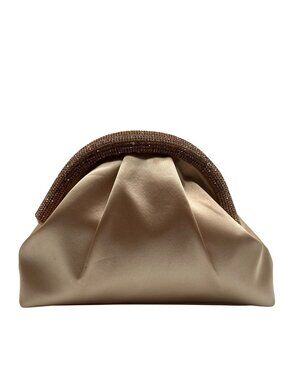 MMS Brands Rose Gold Fabric Evening Clutch Bag